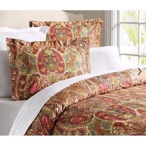 POTTERY BARN Rosalie Paisley Warm King Size Duvet Cover + 2 Euro